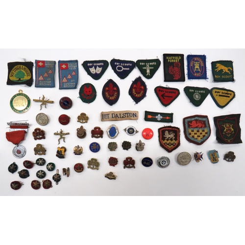 70 - Various Boy Scout And Girl Guide Badges
including brass and enamel Boy Scout lapel ... Brass Girl Gu... 