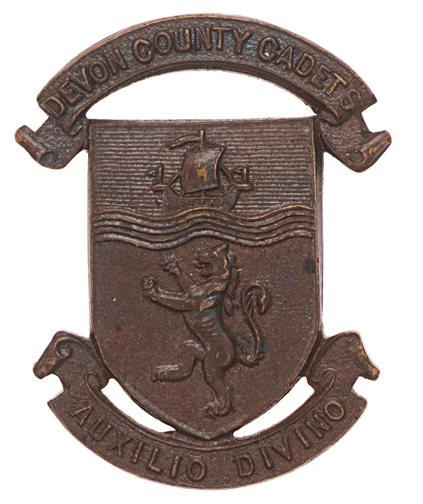 Devon County Cadets cap badge. Good scarce die-stamped bronze DEVON ...