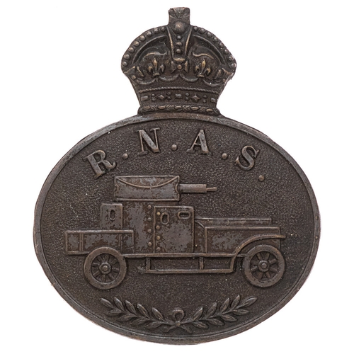 132 - Royal Naval Air Service RNAS WW1 Armoured Car Squadron badge.  Fine scarce die-stamped bronze crowne... 