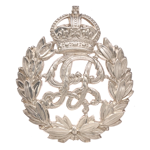 134 - Indian Police 1909 HM silver helmet badge by Gaunt.  Good scarce Birmingham hallmarked large die-cas... 