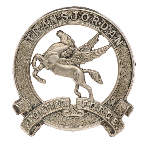 139 - Transjordan Frontier Force Kalpak hat badge c. 1926-48.  Good scarce British made die-stamped white ... 