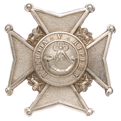 144 - Rangoon Volunteer Rifles Indian Army (Burma) Officer's head-dress badge. Fine scarce British made di... 