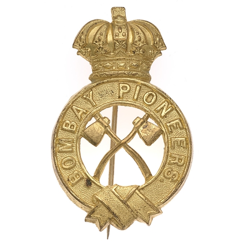 145 - Bombay Pioneers Victorian Indian Army pagri badge c. 1888-1901.  Good scarce British made die-stampe... 