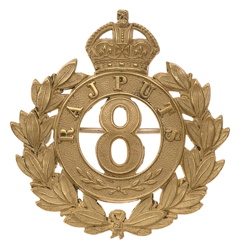 147 - 8th Rajputs Indian Army Officer's pagri badge c. 1903-22.  Good scarce British made die-stamped gilt... 