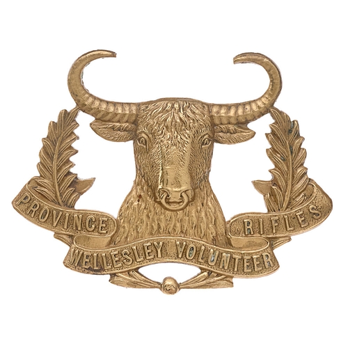 164 - Province Wellesley Volunteers Rifles, Malay cap badge c. 1915-21.  Good scarce British made die-stam... 