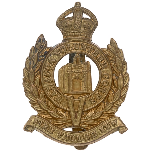 173 - Malacca Volunteer Corps, Malay cap badge c. 1922-42. Good scarce British made die-stamped brass crow... 