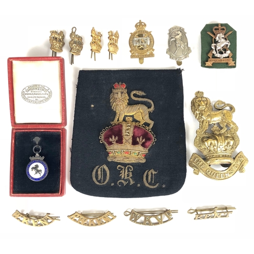 14 items of Kent related badges and insignia RWK pair of Victorian ...