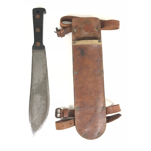 WW2 Far East Airborne / RAF Survival Knife.  A scarce example the blade with cutlers detail's and dated 1943. This date is repeated to the leather scabbard which retains both leg straps.        See British and Commonwealth Military Knives by Ron Flook Item 250 Page 109