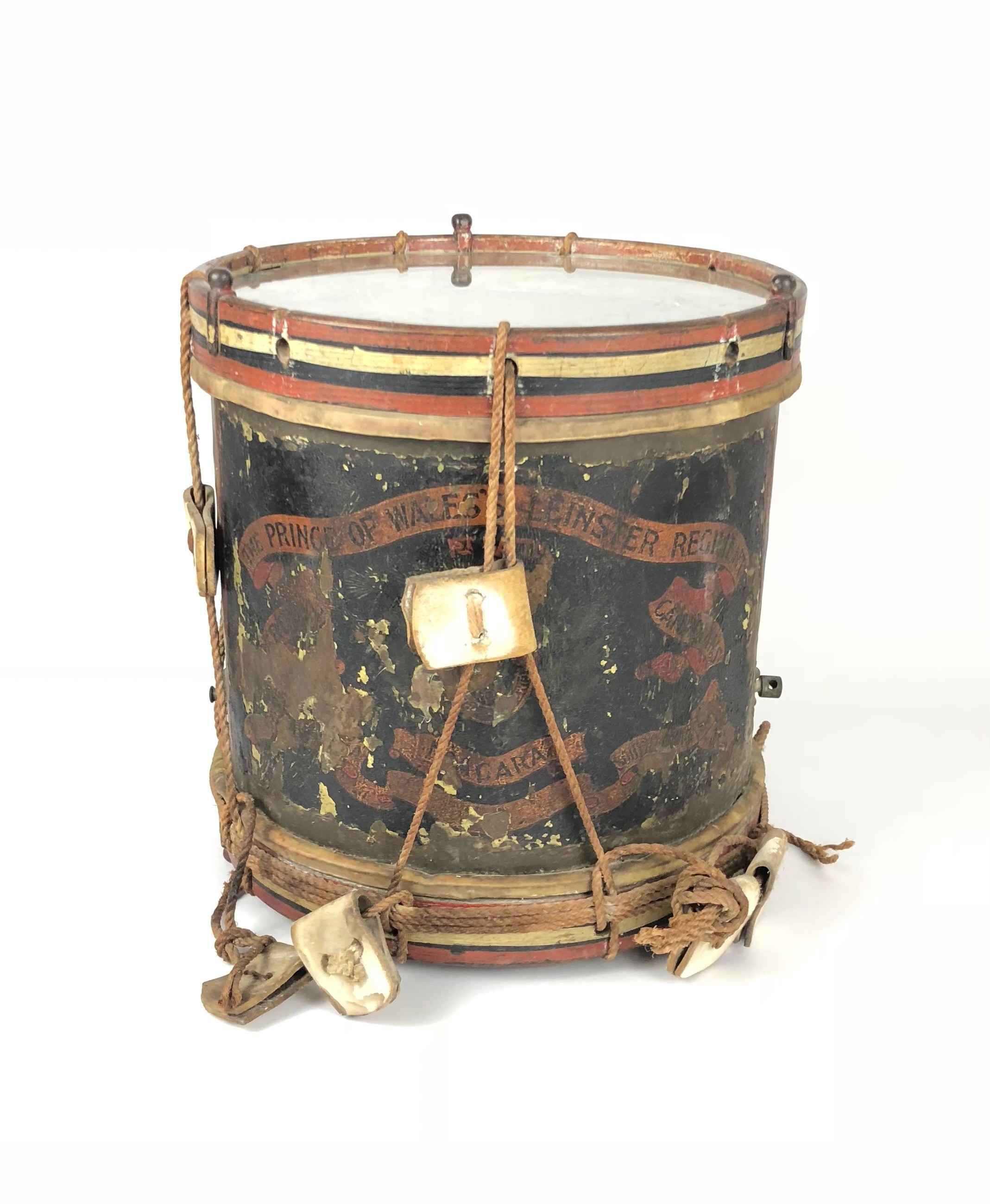 Leinster Regiment WW1 drum.Scarce relic condition brass bodied rope ...