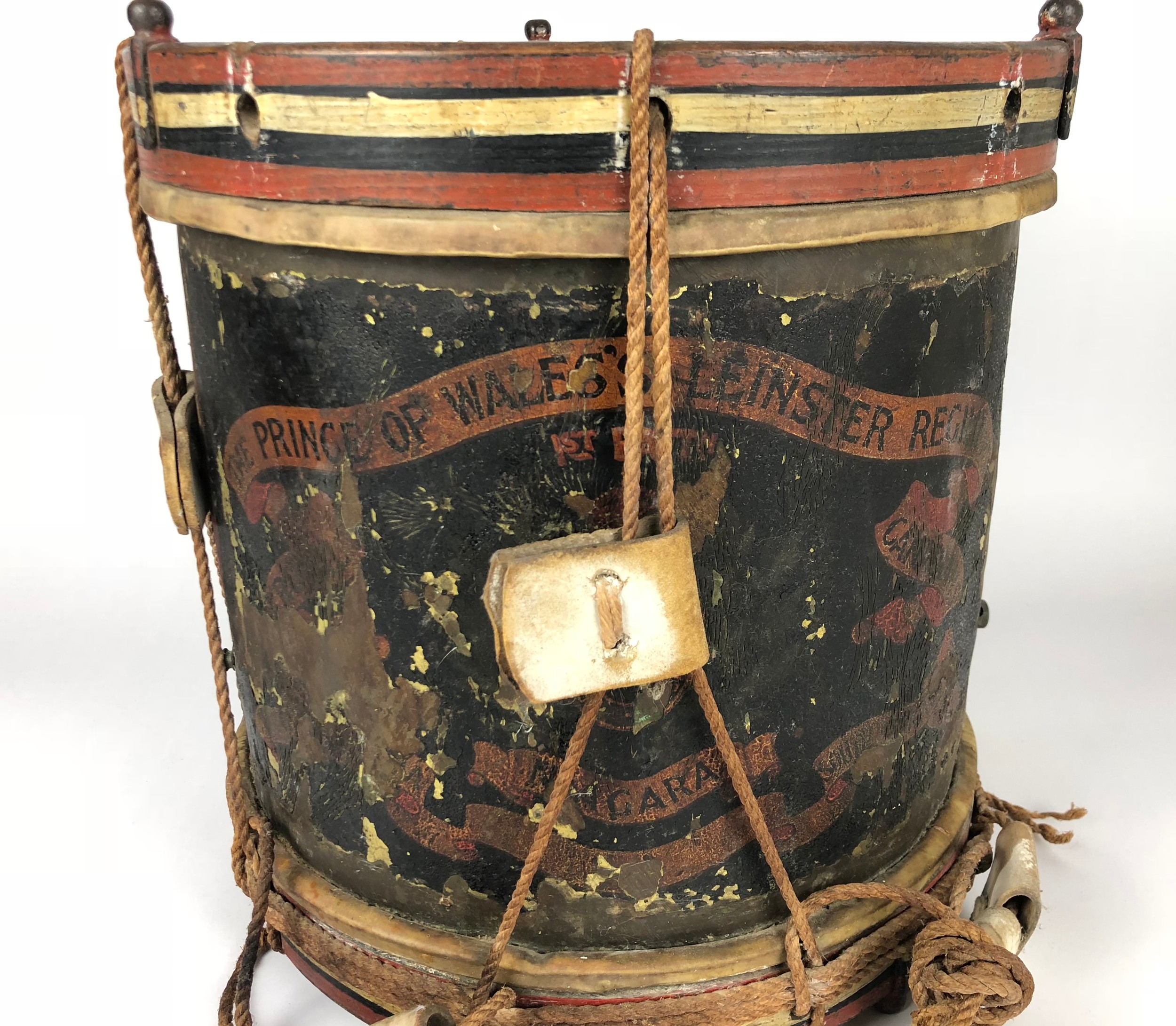 Leinster Regiment WW1 drum.Scarce relic condition brass bodied rope ...