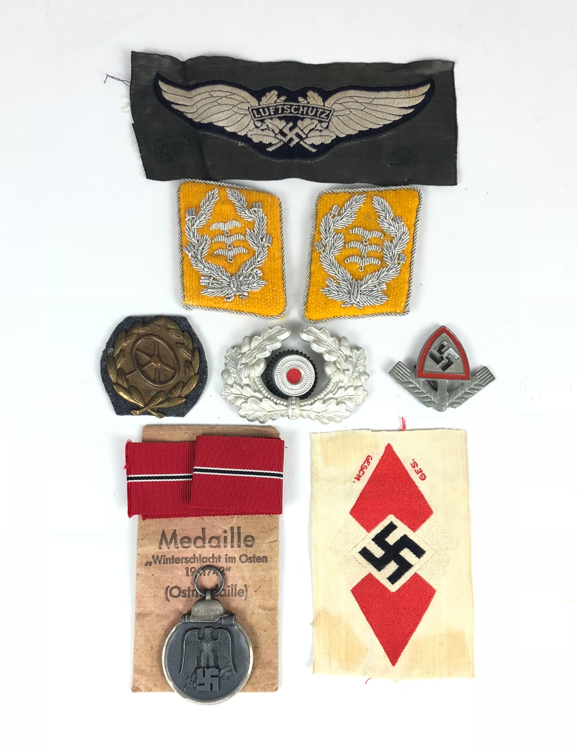 German Third Reich 10 items of insignia. Luftwaffe Obert's flight ...