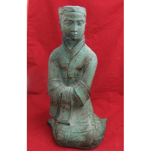 117 - Austin productions Inc 1980 19” ceramic model of Chinese woman patinated in green, 47cm in height.