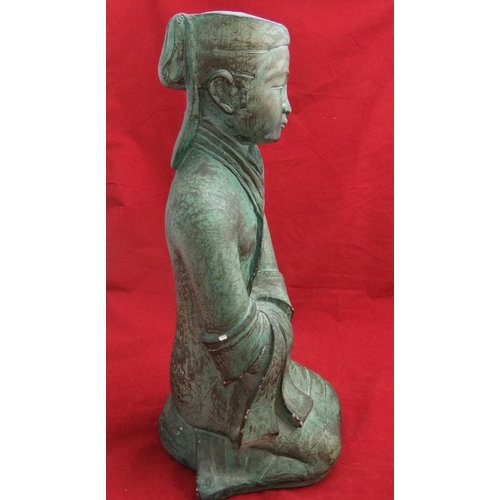 117 - Austin productions Inc 1980 19” ceramic model of Chinese woman patinated in green, 47cm in height.