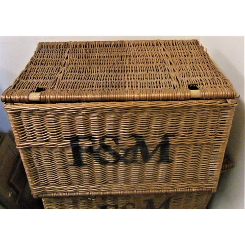 15 - Harold Wilson, vintage, large F & M wicker hamper, 71 x 50 x 40cm, from the London home of Harold Wi... 