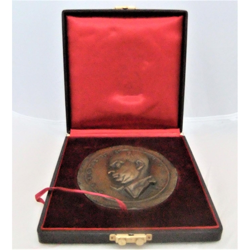 3 - Harold Wilson bronze circular plaque inscribed “Antoine de St Exupery” in original box. presented to... 