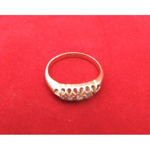 44 - 18ct ladies yellow gold & diamond ring, 2.3 grams (end diamond missing)

P & P – UK £10+VAT, EU £15+... 