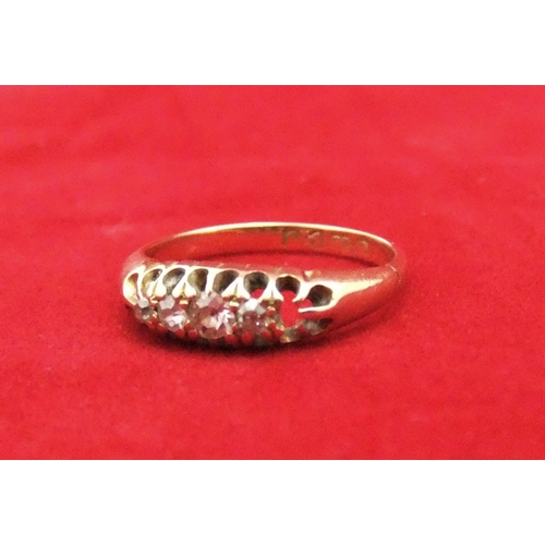 44 - 18ct ladies yellow gold & diamond ring, 2.3 grams (end diamond missing)

P & P – UK £10+VAT, EU £15+... 