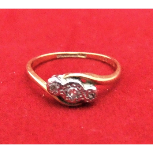 50 - (60) 18ct gold & 3 diamond illusion, platinum set ring, 1.7gm

P & P – UK £10+VAT, EU £15+VAT, RoW £... 