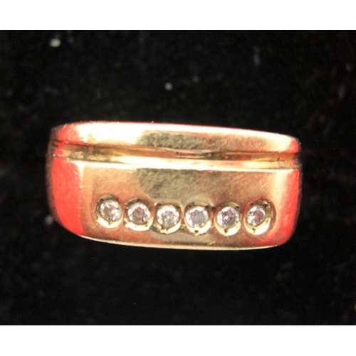 51 - Gents 9ct gold ring with 5 small diamonds, 5 grams

P & P – UK £10+VAT, EU £15+VAT, RoW £25+VAT.