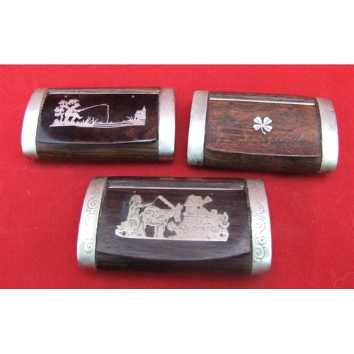 79 - 3 19thC snuff boxes of wooden & white metal form

P & P – UK £10+VAT, EU £15+VAT, RoW £25+VAT.