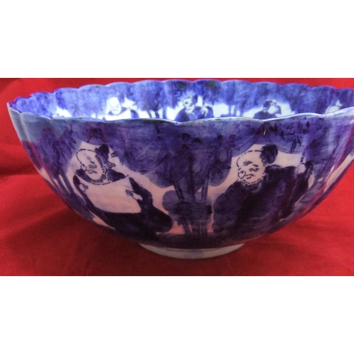 125 - Large 19thC Japanese blue & white Anja bowl 33cm in diameter and 14 high

Collection only