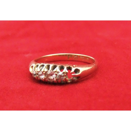 132 - 18ct ladies yellow gold & diamond ring, 2.3 grams (end diamond missing), size I

P & P – UK £10+VAT,... 