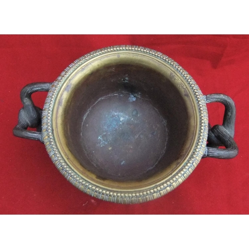 157 - Well cast Victorian bronze vase similar to the Warwick vase with entwined branch handles, 14cm high ... 