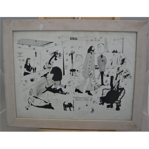 304 - 2 McFEE pen & ink modernist abstracts, both framed, 

both approx 29 x 39cm,