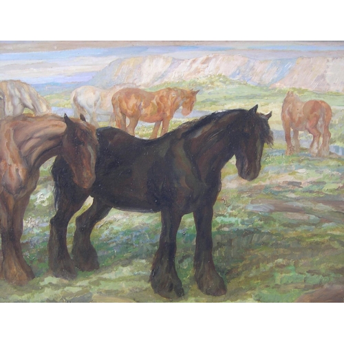 307 - Anton Lock (1893-1979) oil on wood panel, Wild horse, original ebnonised frame, 

28 x 61cm.