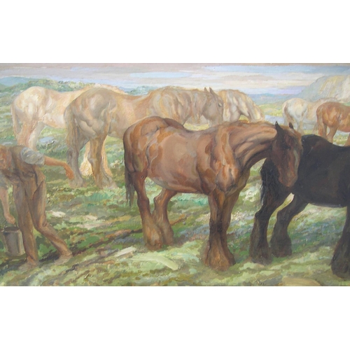 307 - Anton Lock (1893-1979) oil on wood panel, Wild horse, original ebnonised frame, 

28 x 61cm.