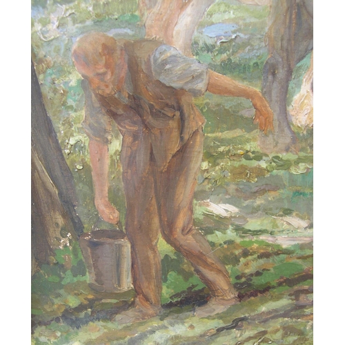 307 - Anton Lock (1893-1979) oil on wood panel, Wild horse, original ebnonised frame, 

28 x 61cm.