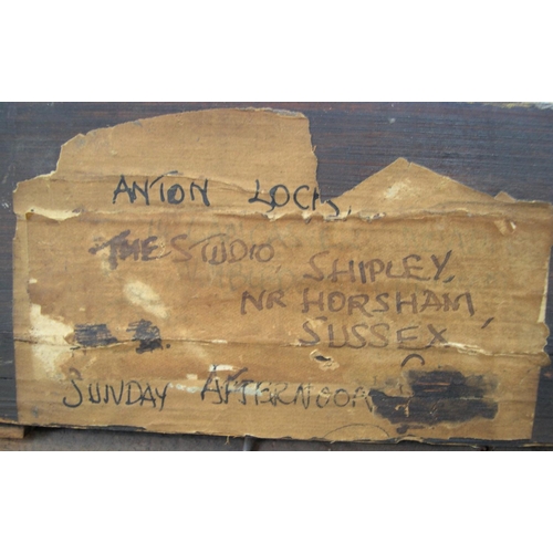 307 - Anton Lock (1893-1979) oil on wood panel, Wild horse, original ebnonised frame, 

28 x 61cm.