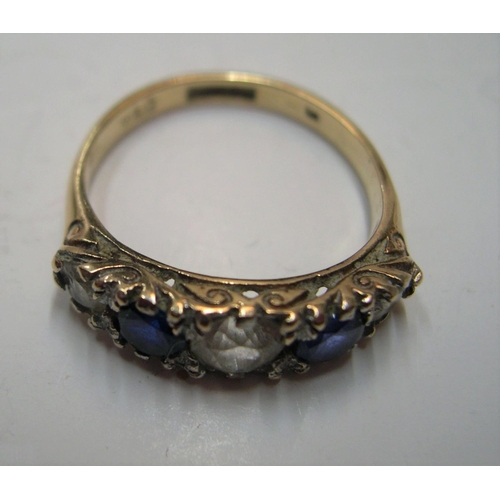 17 - 9ct yellow gold with 5 interspersed blue & white sapphires, 

3.1 grams,     size N