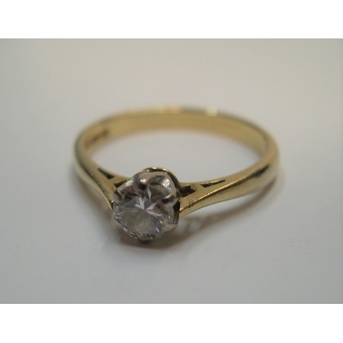 46 - 18ct yellow gold & solitaire diamond ring

2 grams gross,        size J