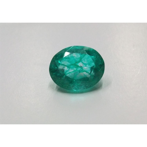 69 - GGL certified (CoA) NATURAL GREEN EMERALD, Oval cut, 8.12ct