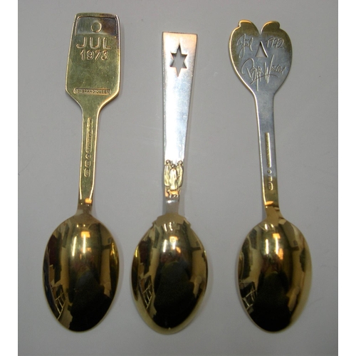 80 - 3 Danish silver & enamel spoons, dating to the 1970s, differing makers