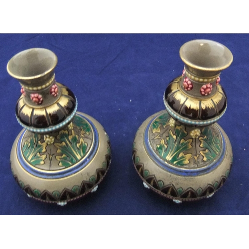 97 - Pair of vintage, sarreguemines French majolica vases,

both 13cm high