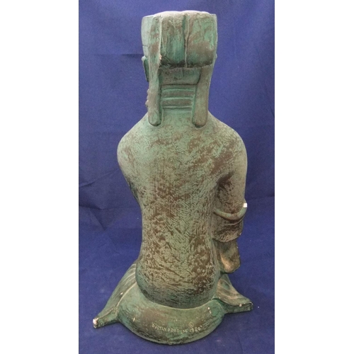 99 - Austin productions Inc 1980 19” ceramic model of Chinese woman patinated in green, 

47cm in height.