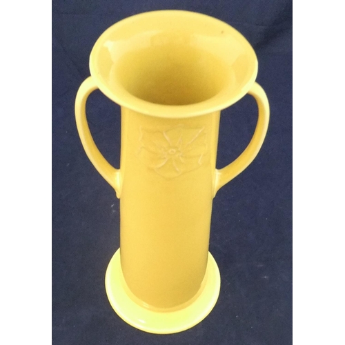 108 - Tall unmarked yellow 2-handled vase, possibly Minton

29cm high