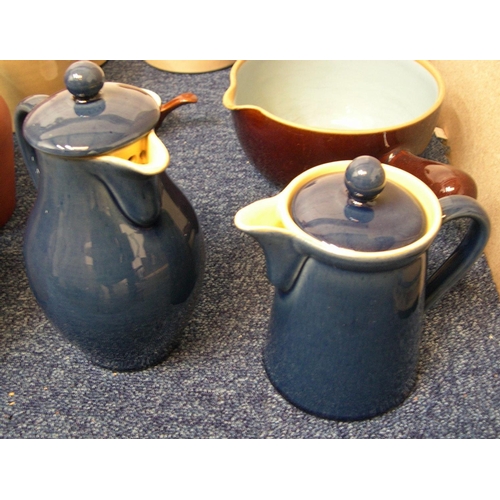 110 - 2 Danby coffee pots, collection of early 20thC stoneware & 6 modern ceramic jelly moulds