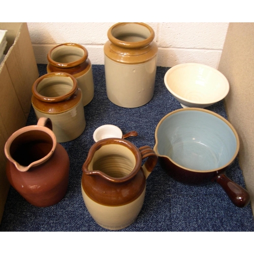 110 - 2 Danby coffee pots, collection of early 20thC stoneware & 6 modern ceramic jelly moulds