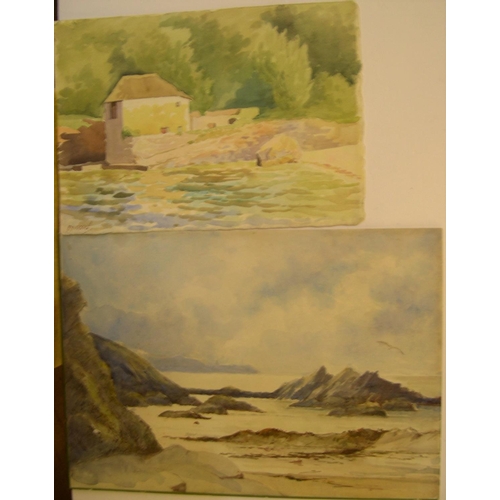 862 - 5 early 20thC coastal scene w/c's including an example by John Shapland (1865-1929), all unframed

l... 