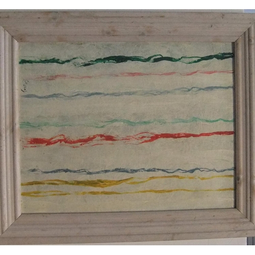 857 - Indistinctly signed, modernist abstract strips oil, framed

39 x 49 cm