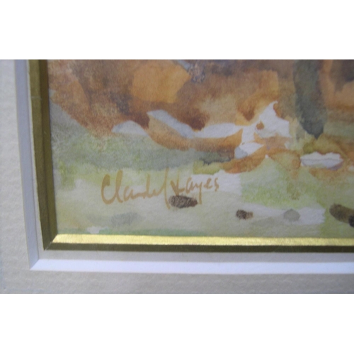 879 - Claude HAYES (1852-1922) watercolour, hayrick in extensive summer landscape, signed and in original ... 