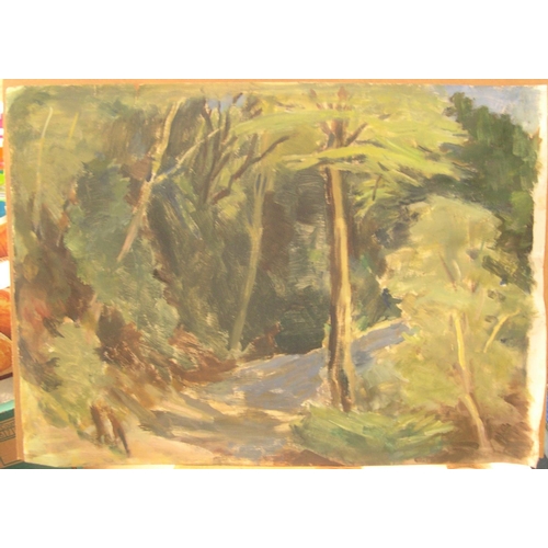 846 - Large unsigned impressionist oil on canvas paper, 