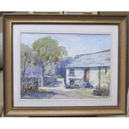 424 - 4 John B Clough watercolours/gouaches, all framed, some 1950s