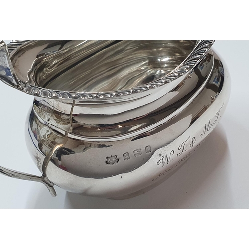 131 - Edwardian hall-marked silver milk jug, inscribed with golden wedding dates 1861-1911 between WJ & MJ... 