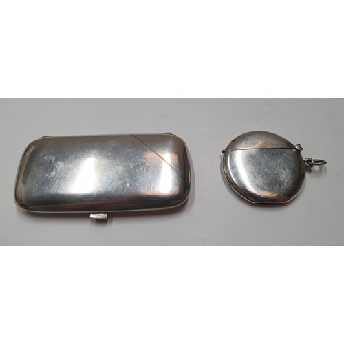 123 - Early 20thC silver cigarette case & silver matchbox case,

total combined weight approx 76 grams