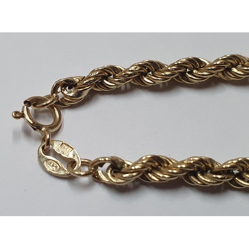 37 - 9ct yellow gold, rope bracelet, 

18 cm in length