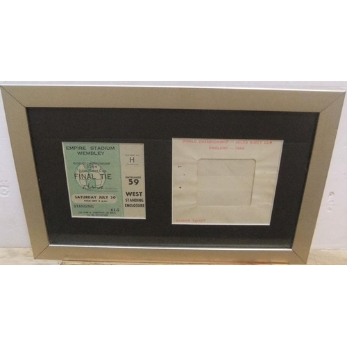 232 - Genuine 1966 World cup final ticket complete with its envelope, in a modern frame and glazed.